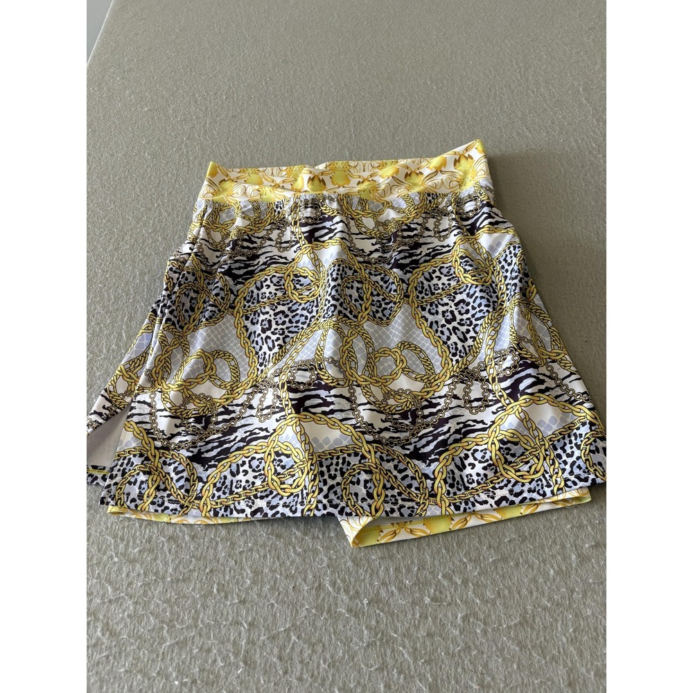 Skort Obsession Skort Womens Large Yellow Chain Animal Print Golf Athletic